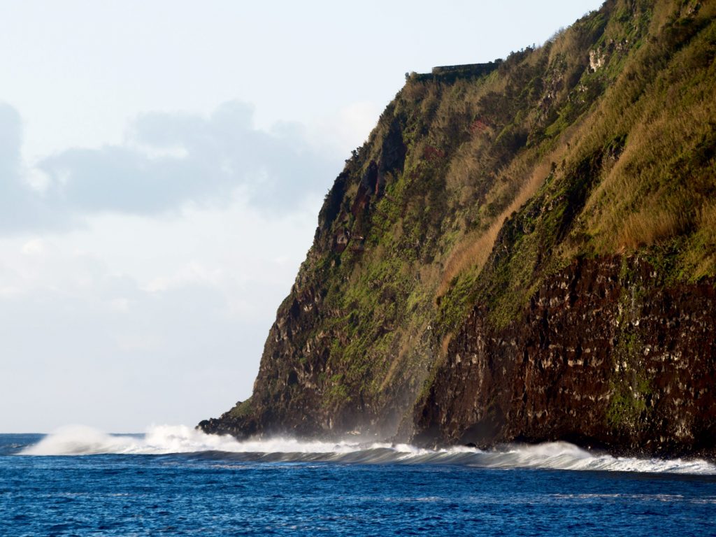 Coast by the Farol Ponta do Arnel Coast in the wind to the west of the Farol Ponta do Arnel (Nordeste)