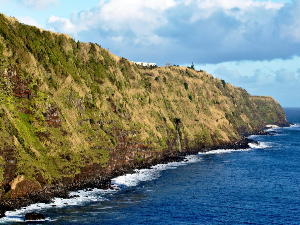 Waterfall east of Farol Ponta do Arnell Waterfall east of Farol Ponta do Arnell