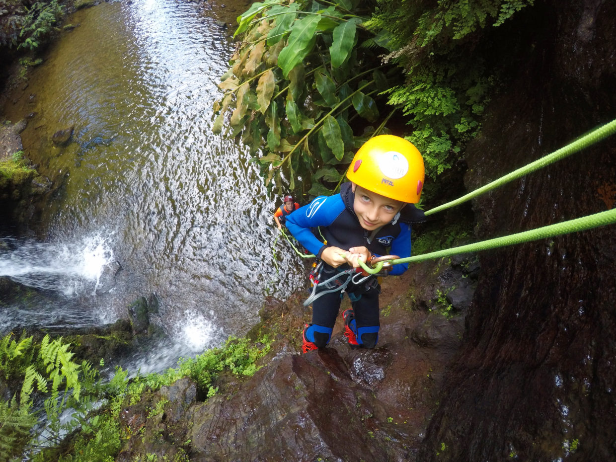 Abseiling during the canyoning