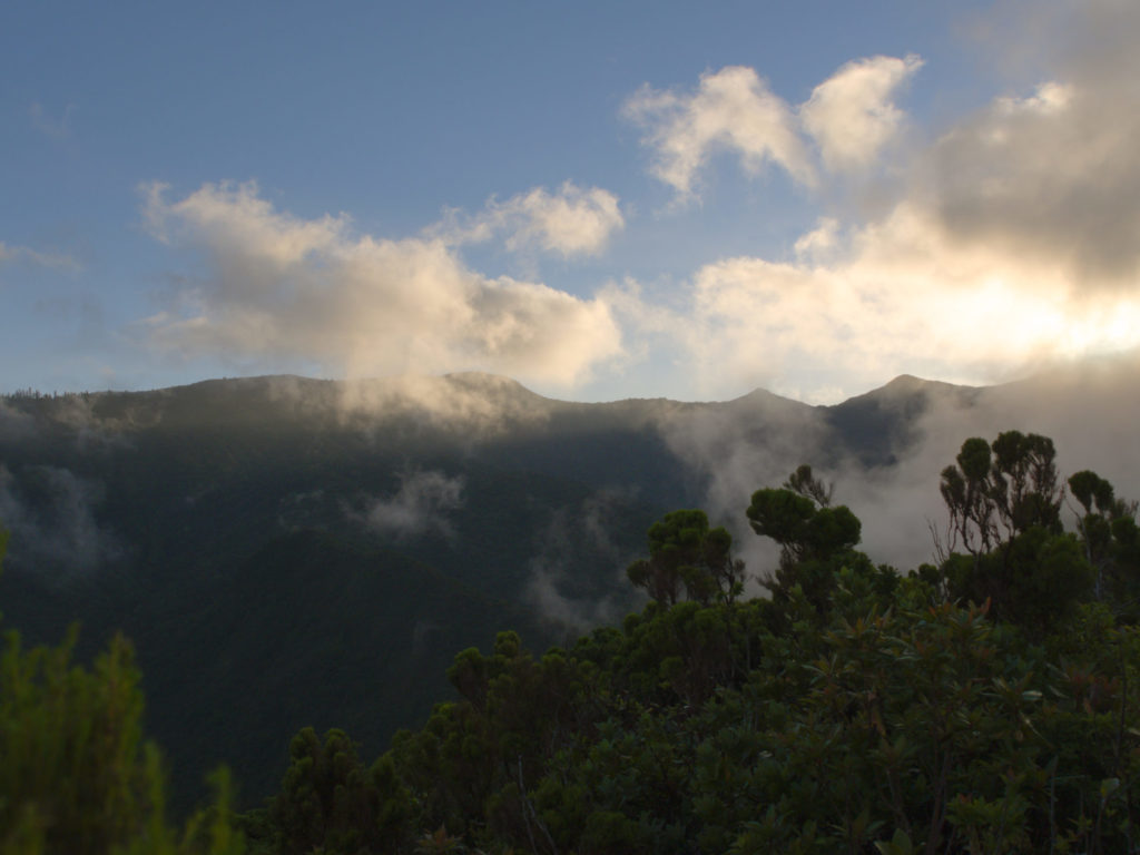 Die letzten Sonnenstrahlen über den Pico da Vara erreichen die gegenüberliegenden Hänge Die letzten Sonnenstrahlen über den Pico da Vara erreichen die gegenüberliegenden Hänge