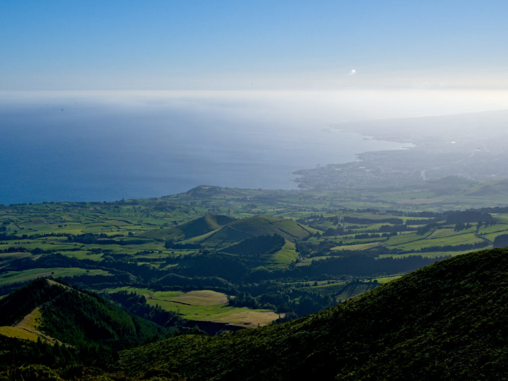 Smaller craters towards Ponta Delgada from the ridge of Pico da Barrosa Smaller craters towards Ponta Delgada from the ridge of Pico da Barrosa