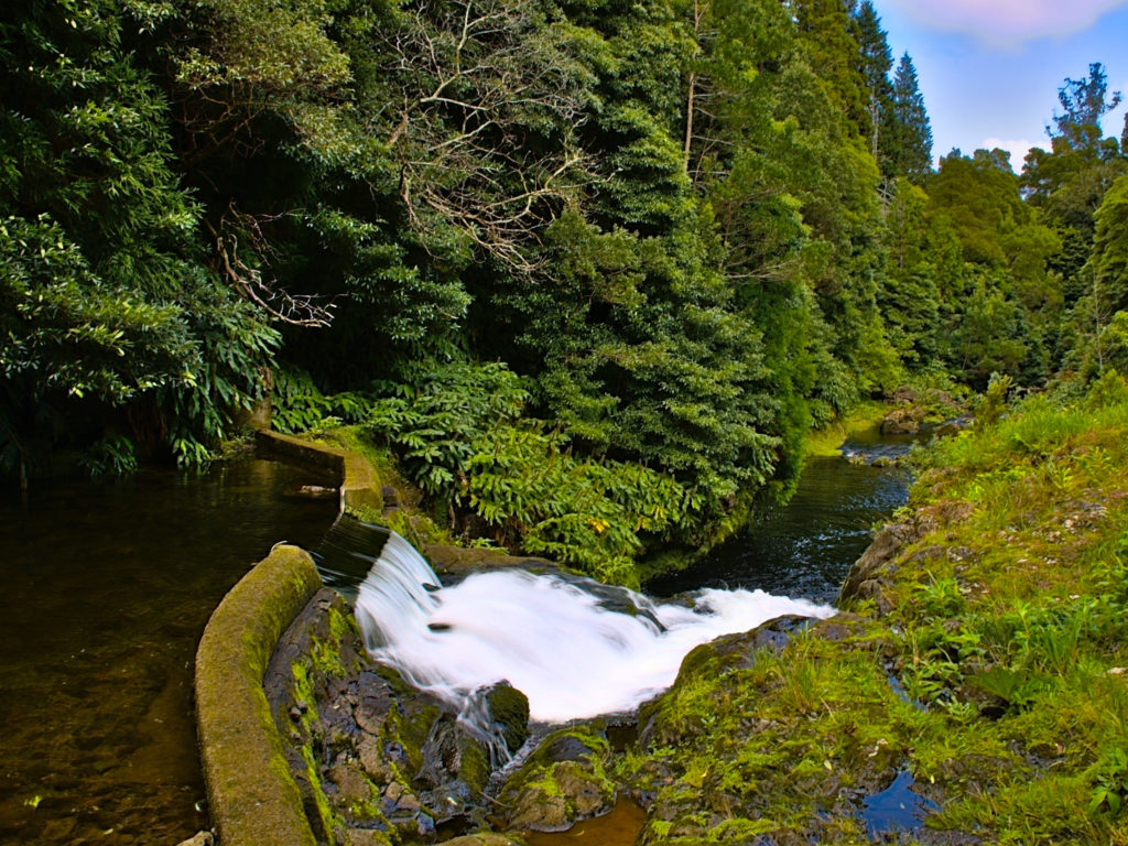 Flusslauf des Ribeira do Guilherme an der Fajã do Rodrigo Flusslauf des Ribeira do Guilherme an der Fajã do Rodrigo